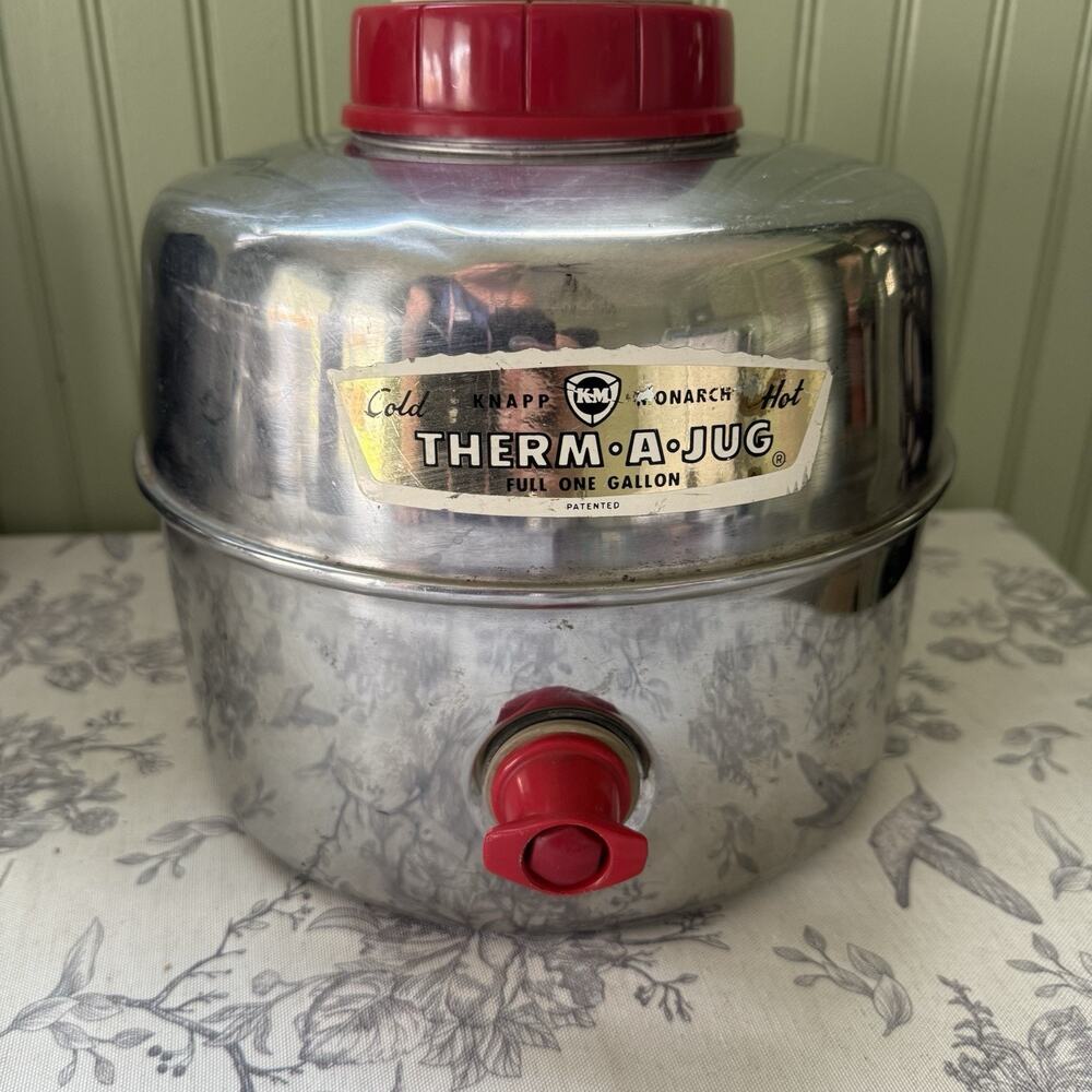 Vintage 50's Knapp Monarch Chrome Therm-a-Jug 1 Gallon Hot Cold Thermos USA MCM